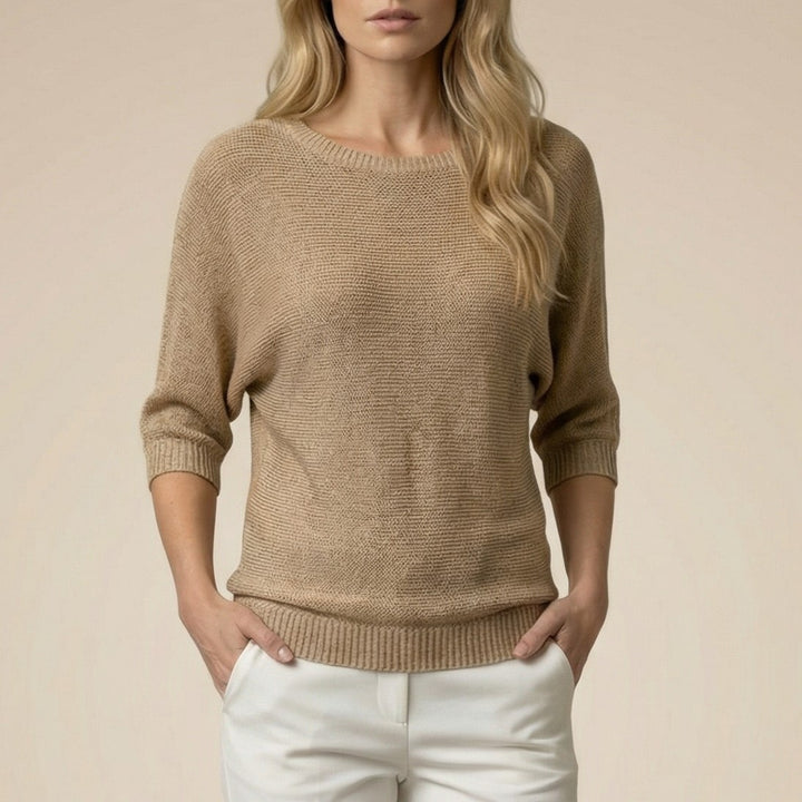 ELARA | RELAXED HALF-SLEEVE KNIT SWEATER