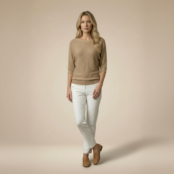 ELARA | RELAXED HALF-SLEEVE KNIT SWEATER