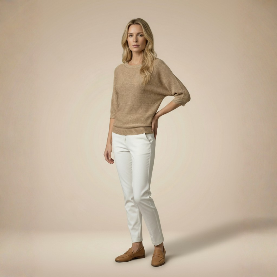 ELARA | RELAXED HALF-SLEEVE KNIT SWEATER