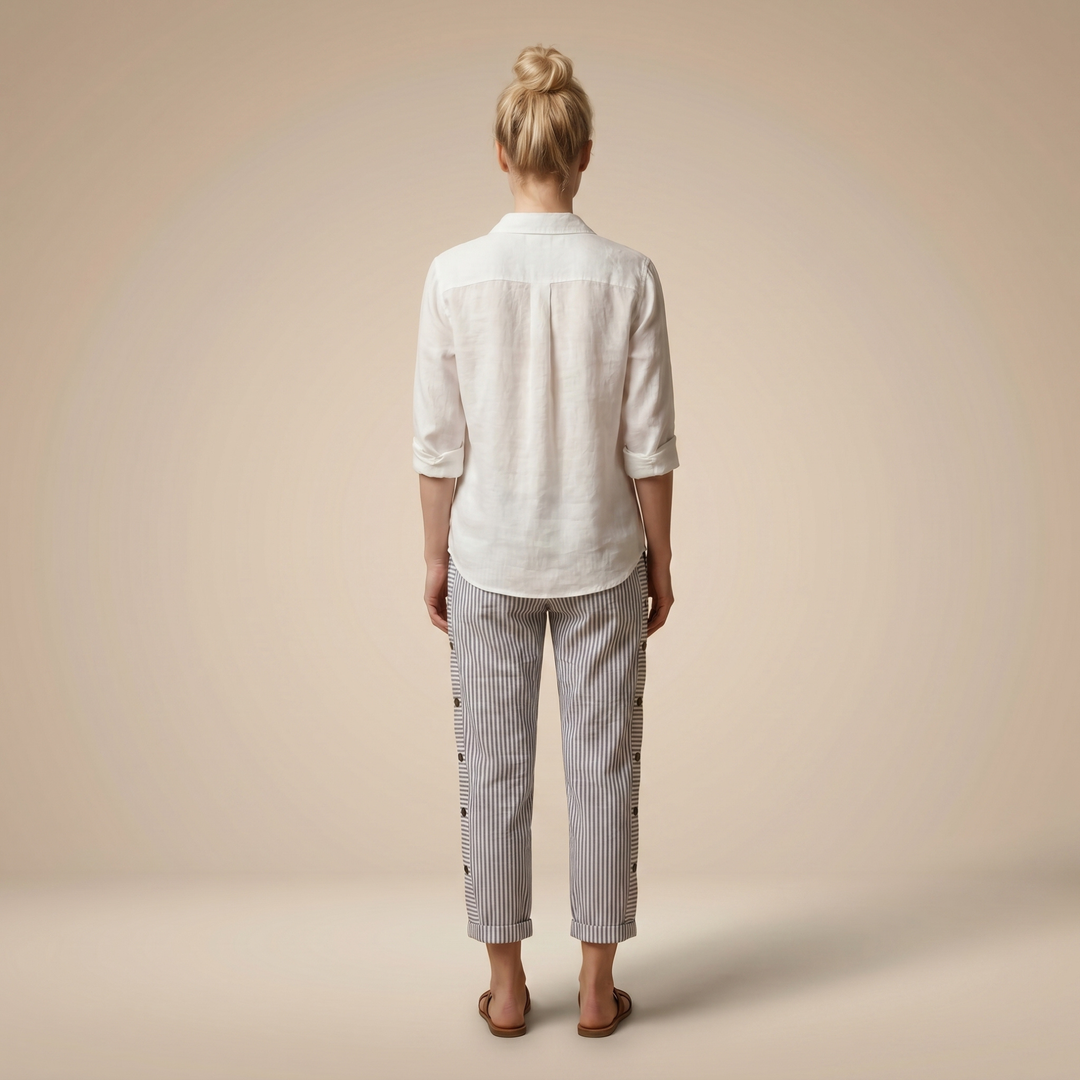 ISLA-STRIPED TROUSERS
