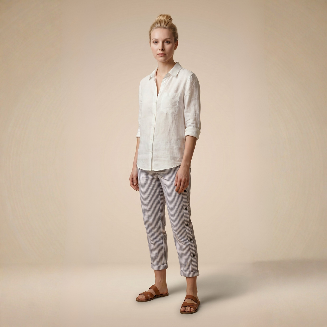 ISLA-STRIPED TROUSERS