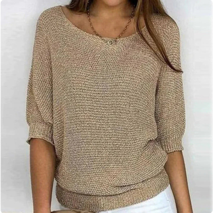 ELARA | RELAXED HALF-SLEEVE KNIT SWEATER