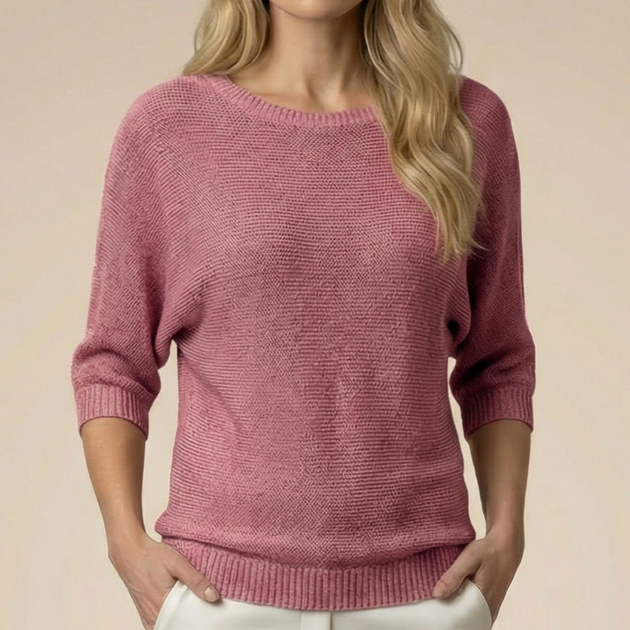ELARA | RELAXED HALF-SLEEVE KNIT SWEATER